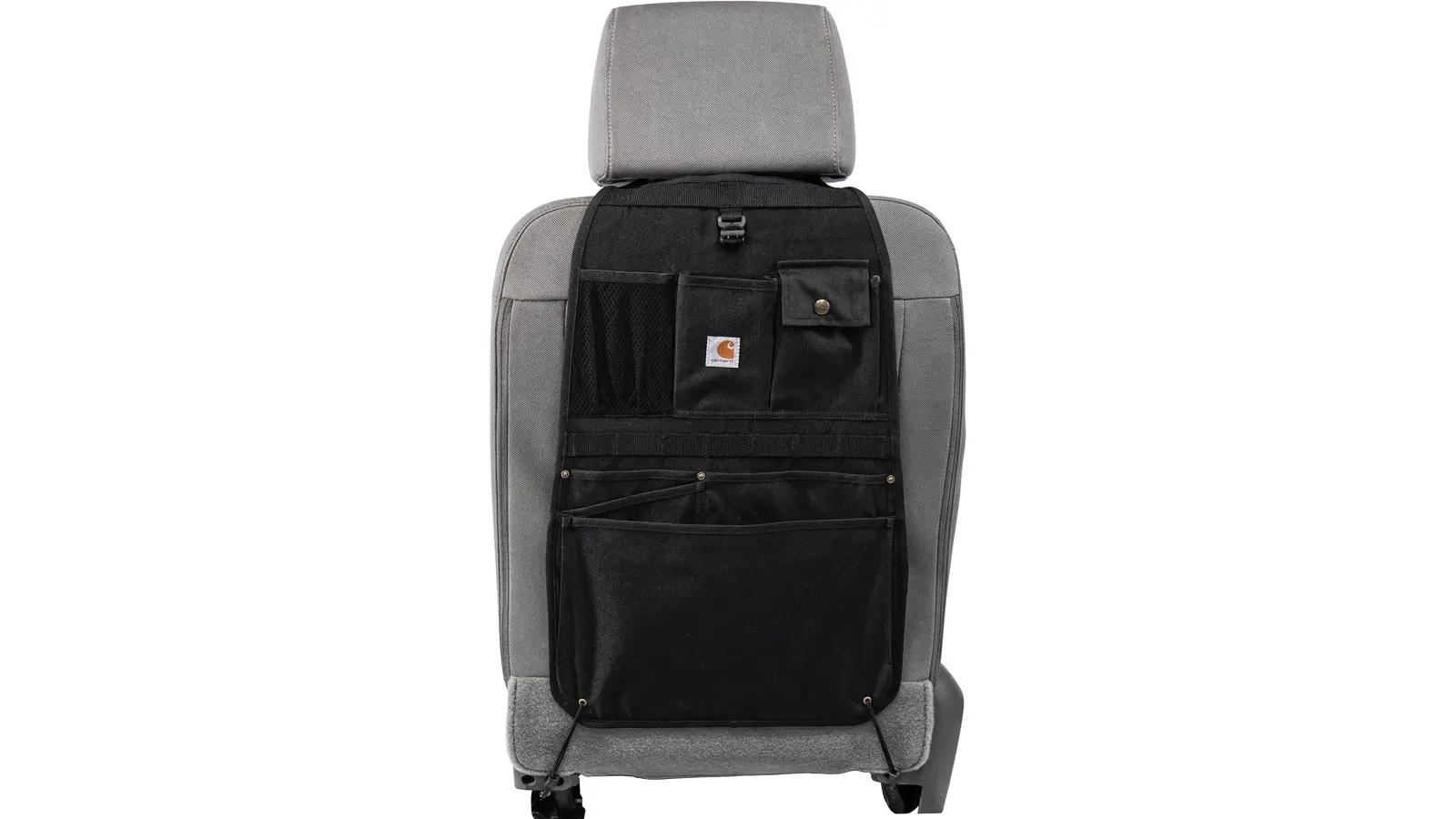 Carhartt Universal Seat Organizer in black 600D polyester with Rain Defender water repellent for Jeep Grand Cherokee utility.