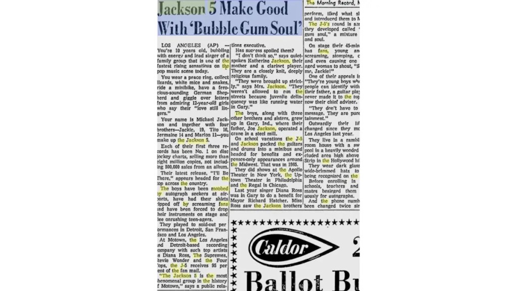 Archival newspaper clipping documenting Michael Jackson's fame and media narrative — Forensic MJ Archive.