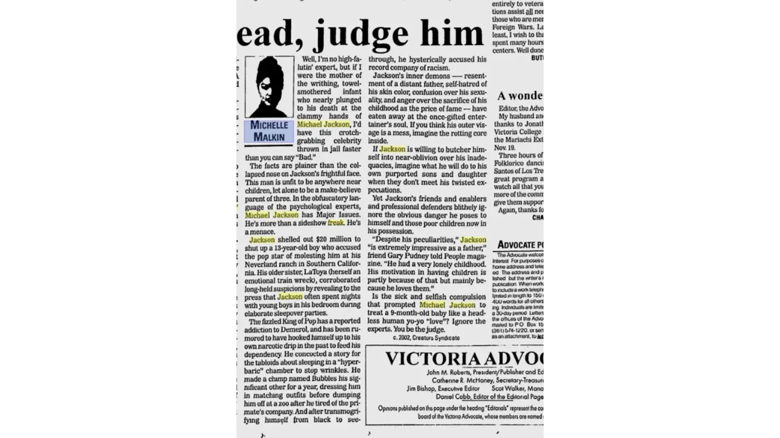 Archival newspaper clipping from detailing Michael Jackson’s medical diagnosis and clinical battle with Lupus.