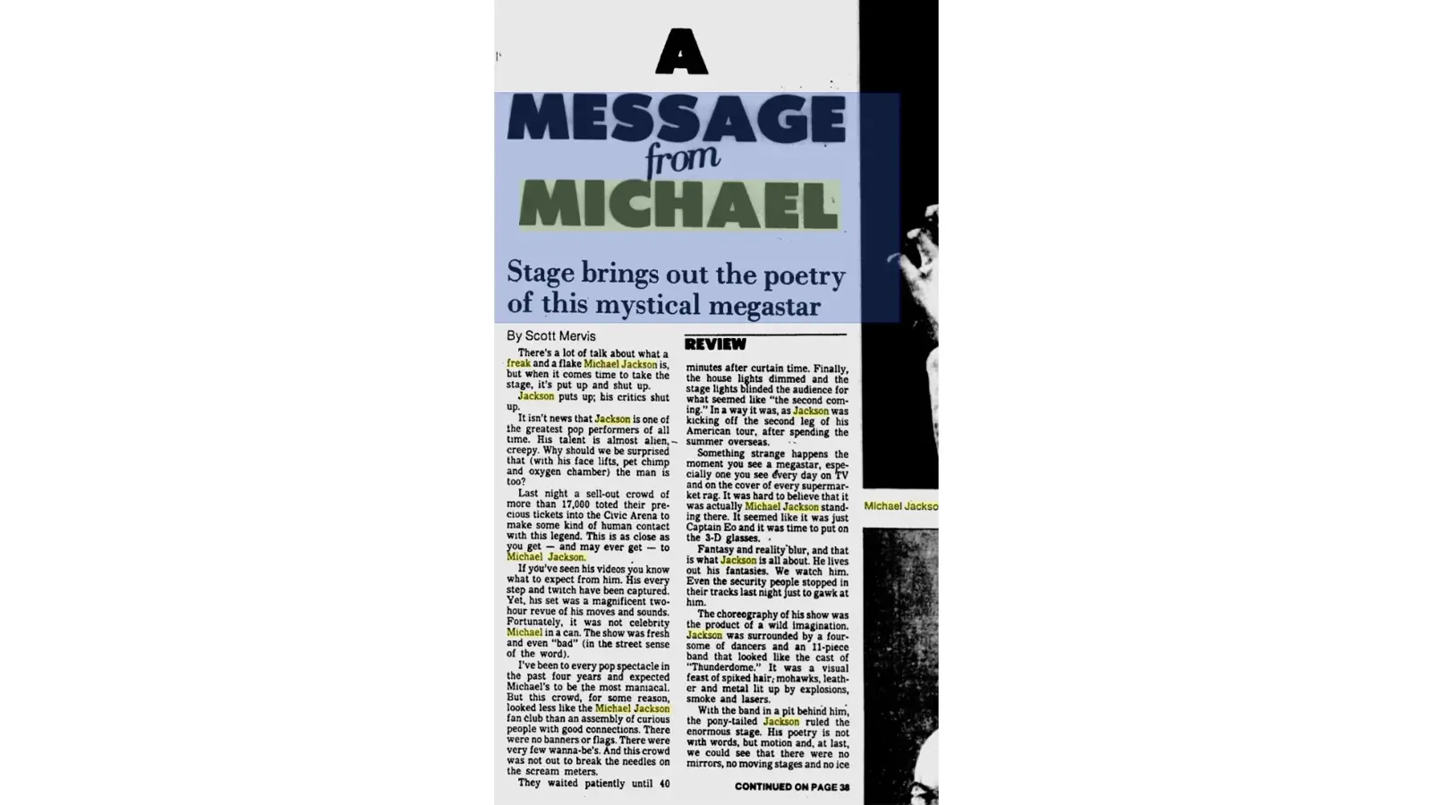 Archival newspaper clipping from detailing Michael Jackson’s medical diagnosis and clinical battle with Lupus.