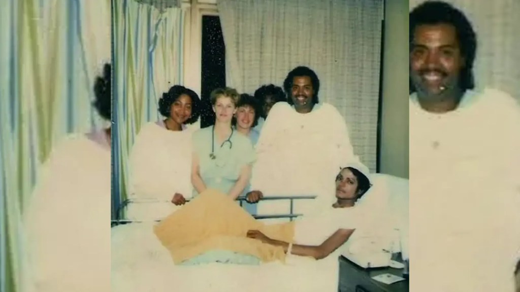 Michael Jackson at the hospital after filming at the Shrine Auditorium, moments before the pyrotechnic malfunction.