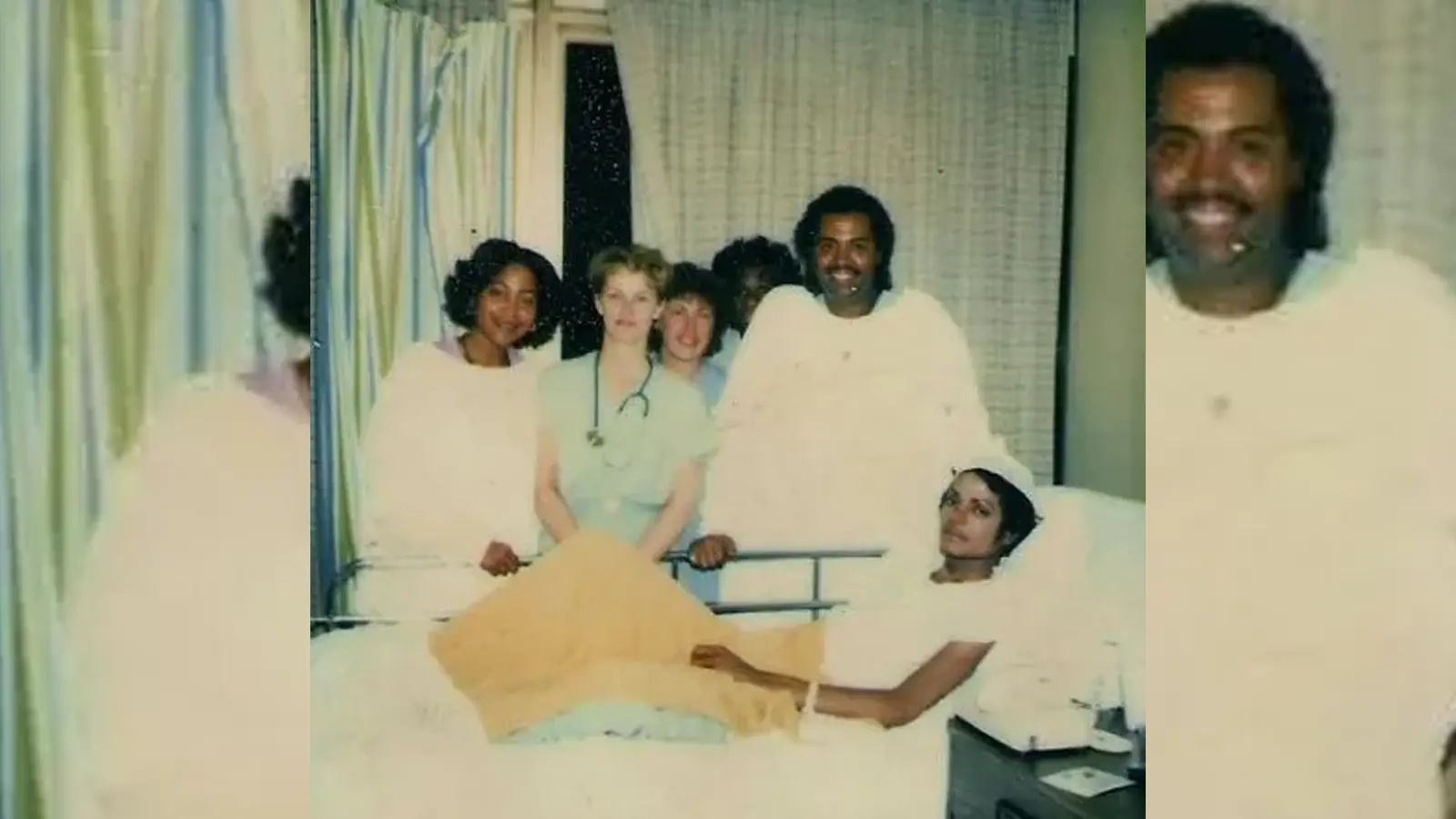 Michael Jackson at the hospital after filming at the Shrine Auditorium, moments before the pyrotechnic malfunction.
