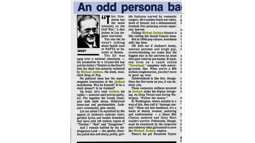 Archival newspaper clipping documenting Michael Jackson's fame and media narrative — Forensic MJ Archive.