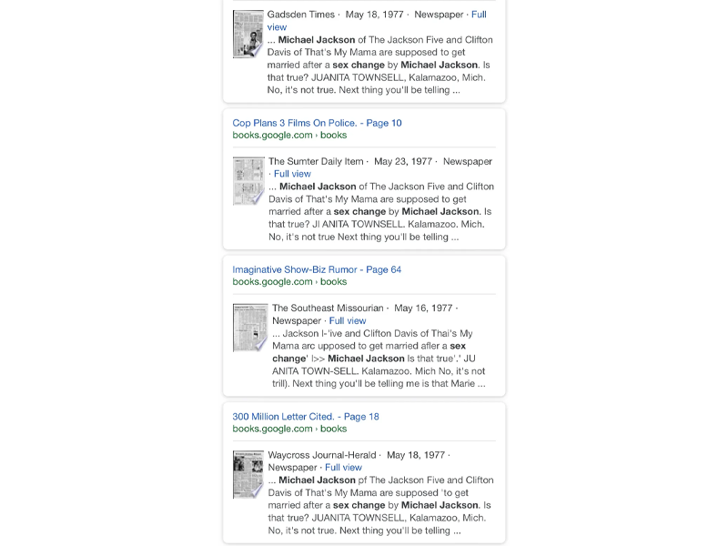 An archival newspaper clipping used as primary evidence in the investigation into Michael Jackson’s early media treatment and the origin of tabloid misinformation.