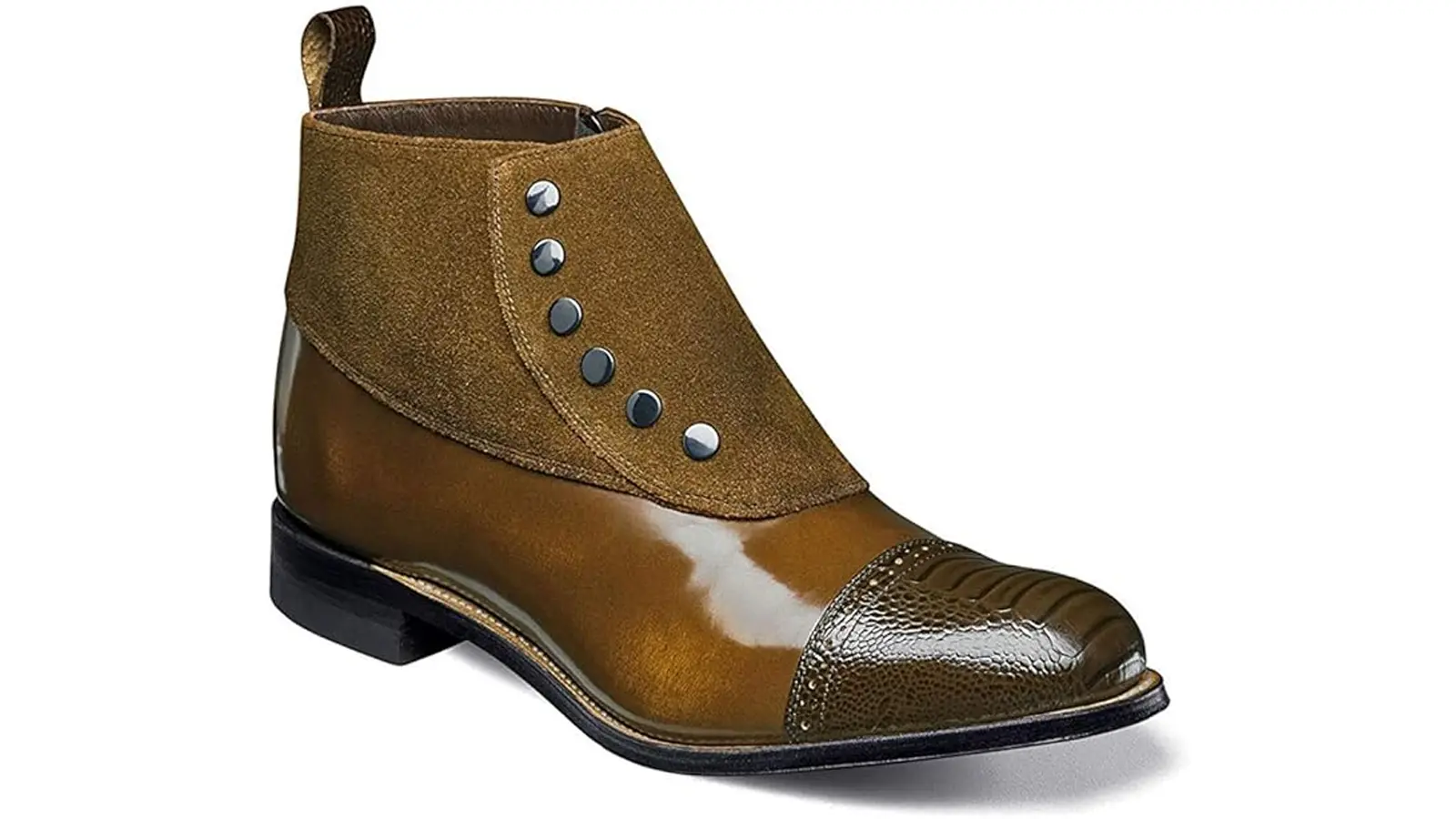 Technical product of the Stacy Adams Madison boot, featuring the cap-toe silhouette and Goodyear welt construction.