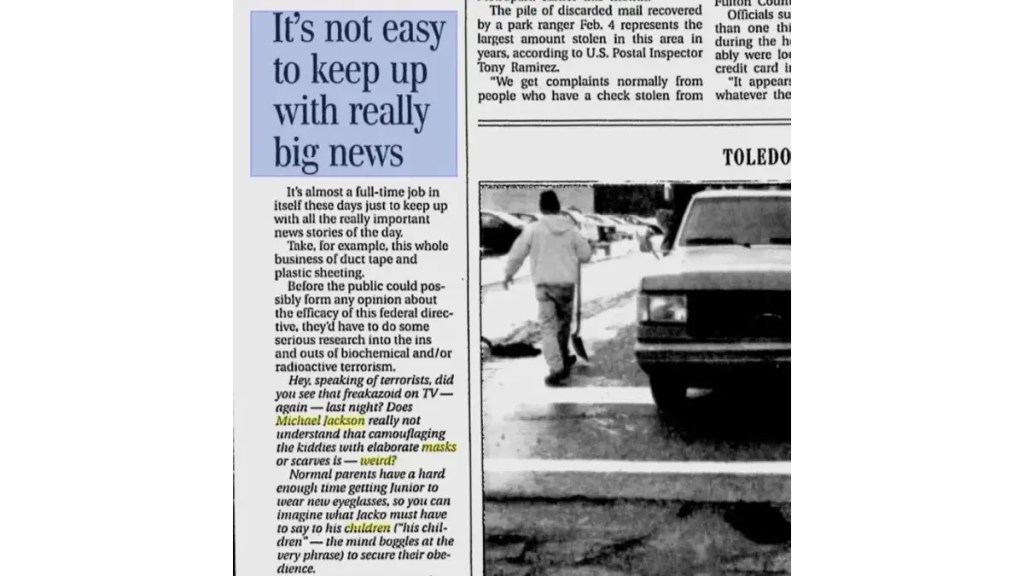 Archival newspaper clipping documenting Michael Jackson's fame and media narrative — Forensic MJ Archive.