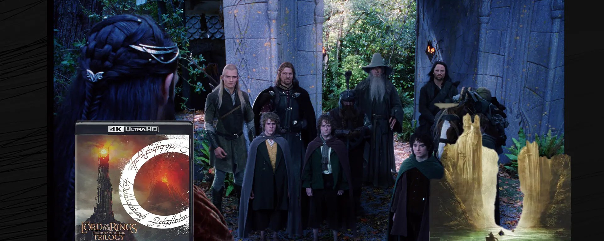 Technical close-up of a Weta Workshop 'Bigature' model from Fellowship of the Ring, showcasing the high-density polyurethane sculpting and micro-texture stone effects used to achieve cinematic scale.