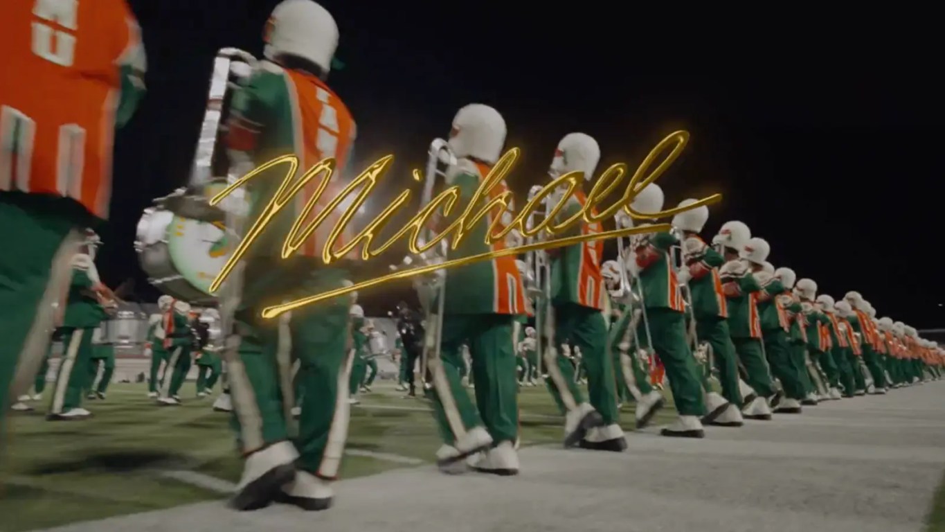 The FAMU Marching 100, led by head drum major Oluwamodupe "Dupe" Oloyede, performs a high-energy tribute to Michael Jackson’s "Don’t Stop 'Til You Get Enough" as part of the 2026 MICHAEL X HBCU series.