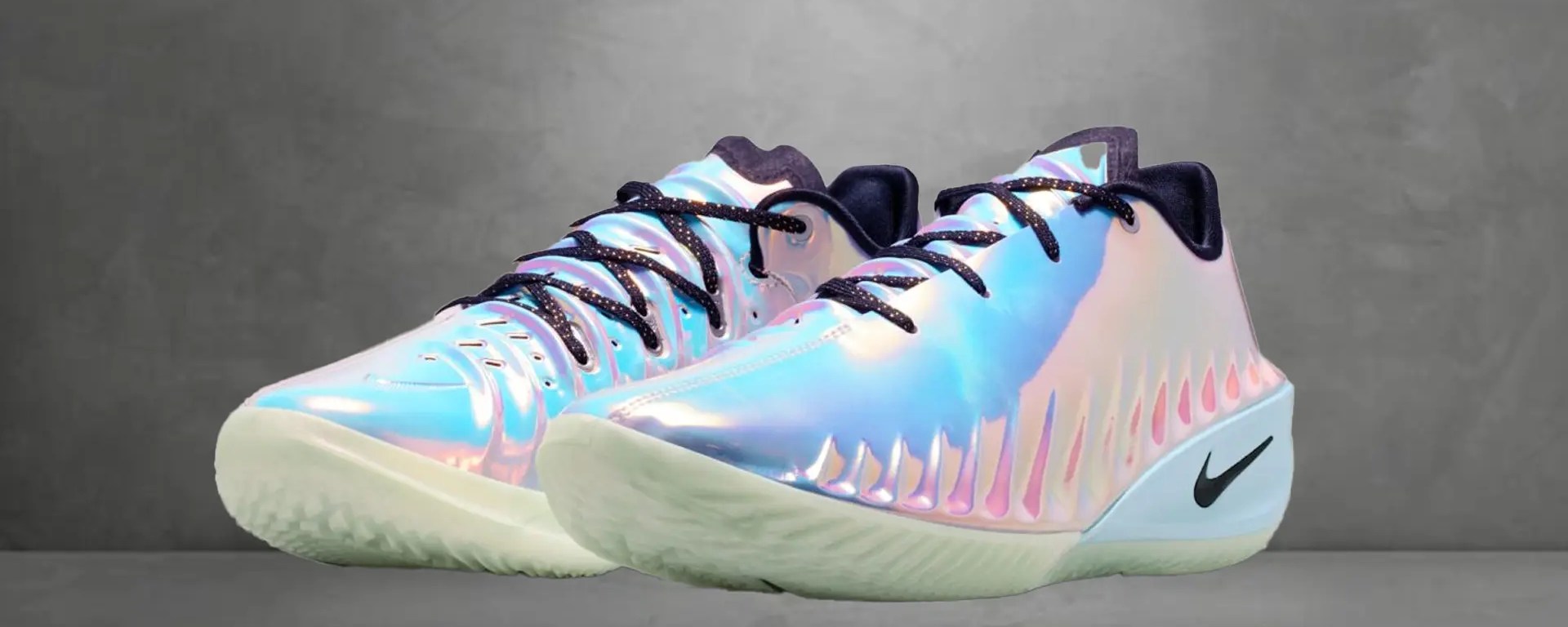 Close-up of the Nike GT Cut 4 “Warning Label,” highlighting caution-style graphics and bold contrast accents.