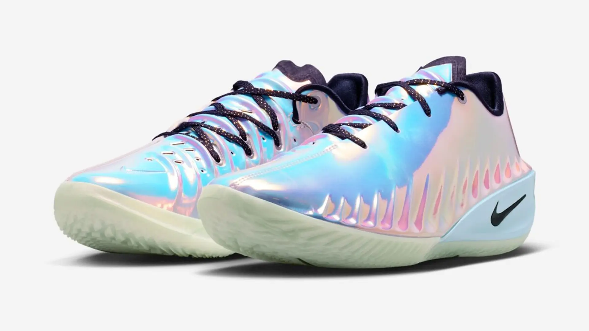 Close-up of the Nike GT Cut 4 “Warning Label,” highlighting caution-style graphics and bold contrast accents.