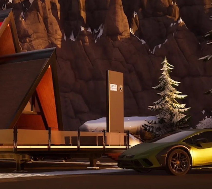 2026 Lamborghini x Fortnite Fast ForWorld collaboration hero image featuring the digital Revuelto on a Centro Stile designed track.