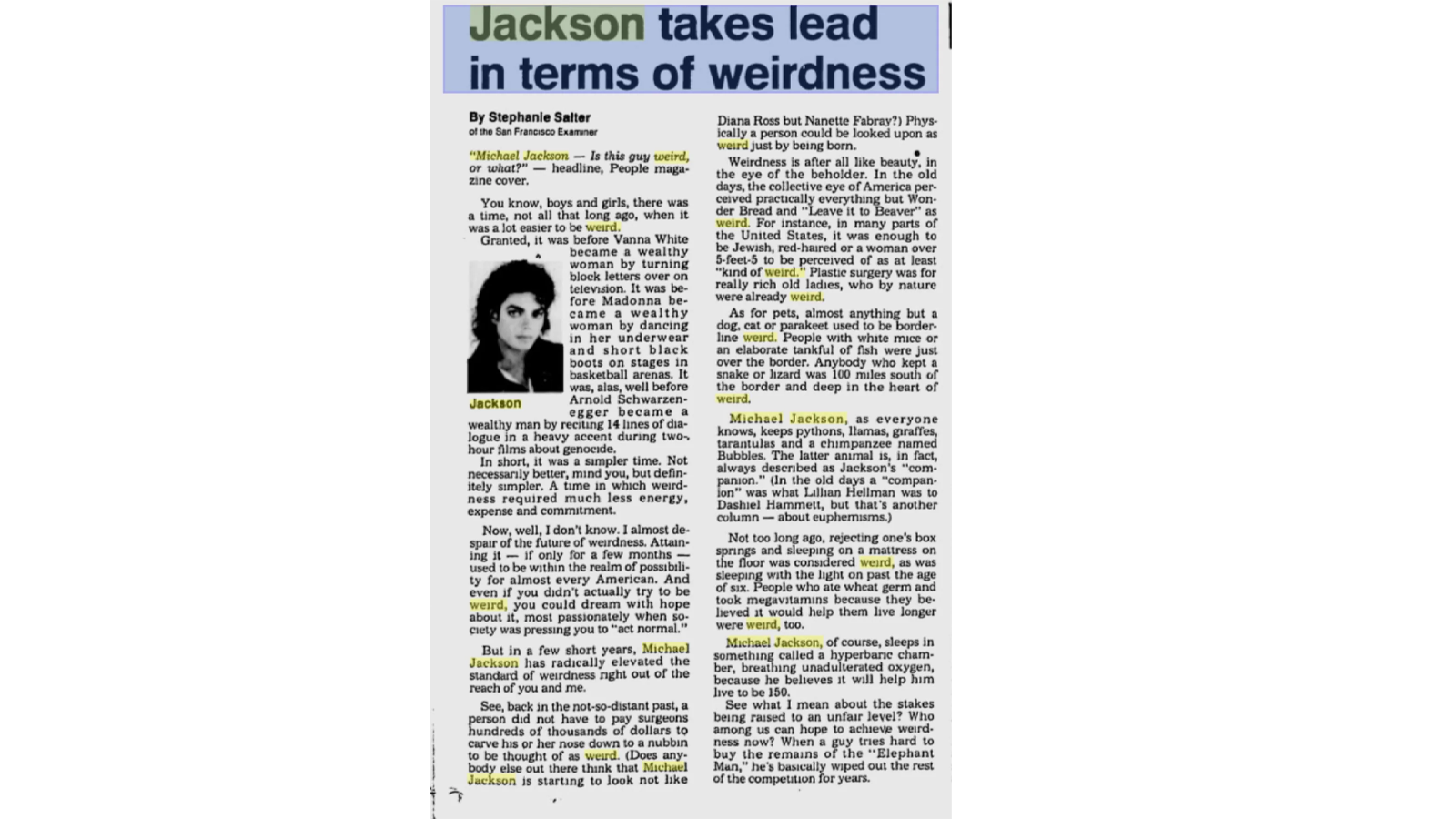 A collection of 1990s tabloid newspaper clippings featuring sensationalized headlines about Michael Jackson's appearance and lifestyle prior to 1993.