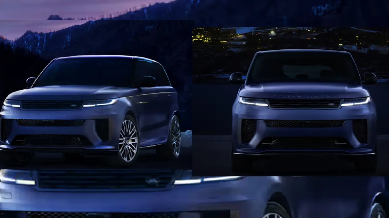 An exterior profile view of the ultra-limited Range Rover Sport SV 'Winter Dusk' Edition in Indigo Blue Satin