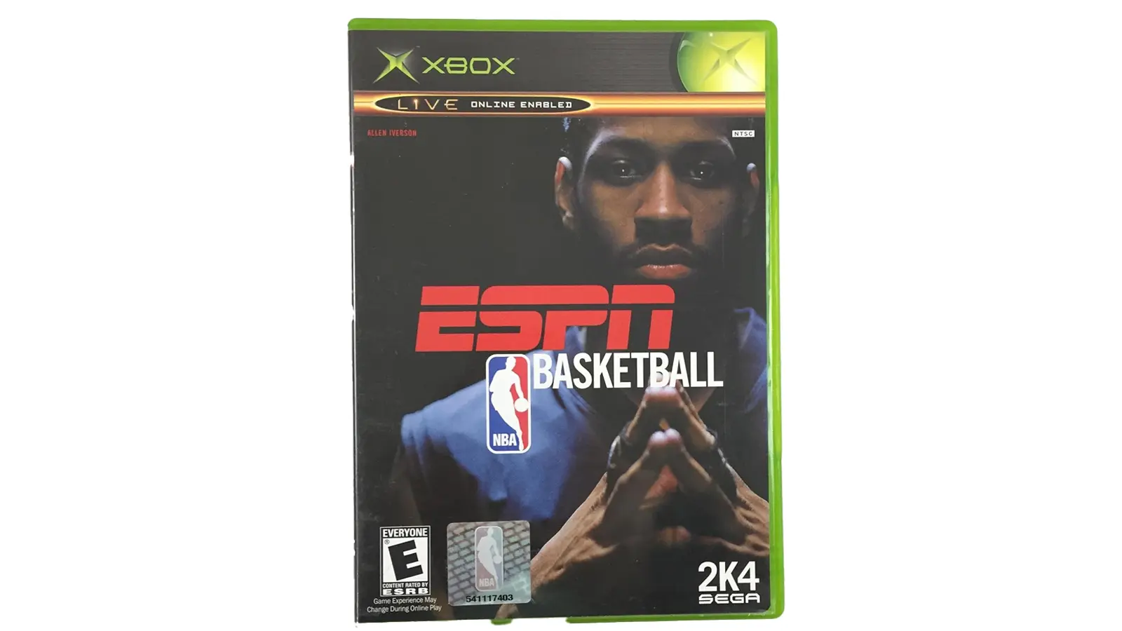 Allen Iverson on the cover of ESPN NBA Basketball for the PlayStation 2