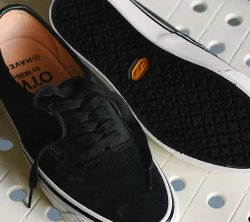 The HAVEN x OTW by Vans Authentic 44 Vibram in Haven White and Black, featuring the hairy suede toecap and Vibram outsole