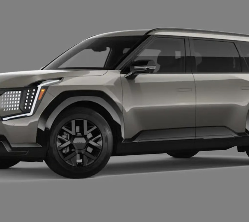 The 2026 Kia EV9 Nightfall Edition in Roadrider Brown, featuring blacked-out emblems, 20-inch wheels, and the signature Star Map LED headlights.