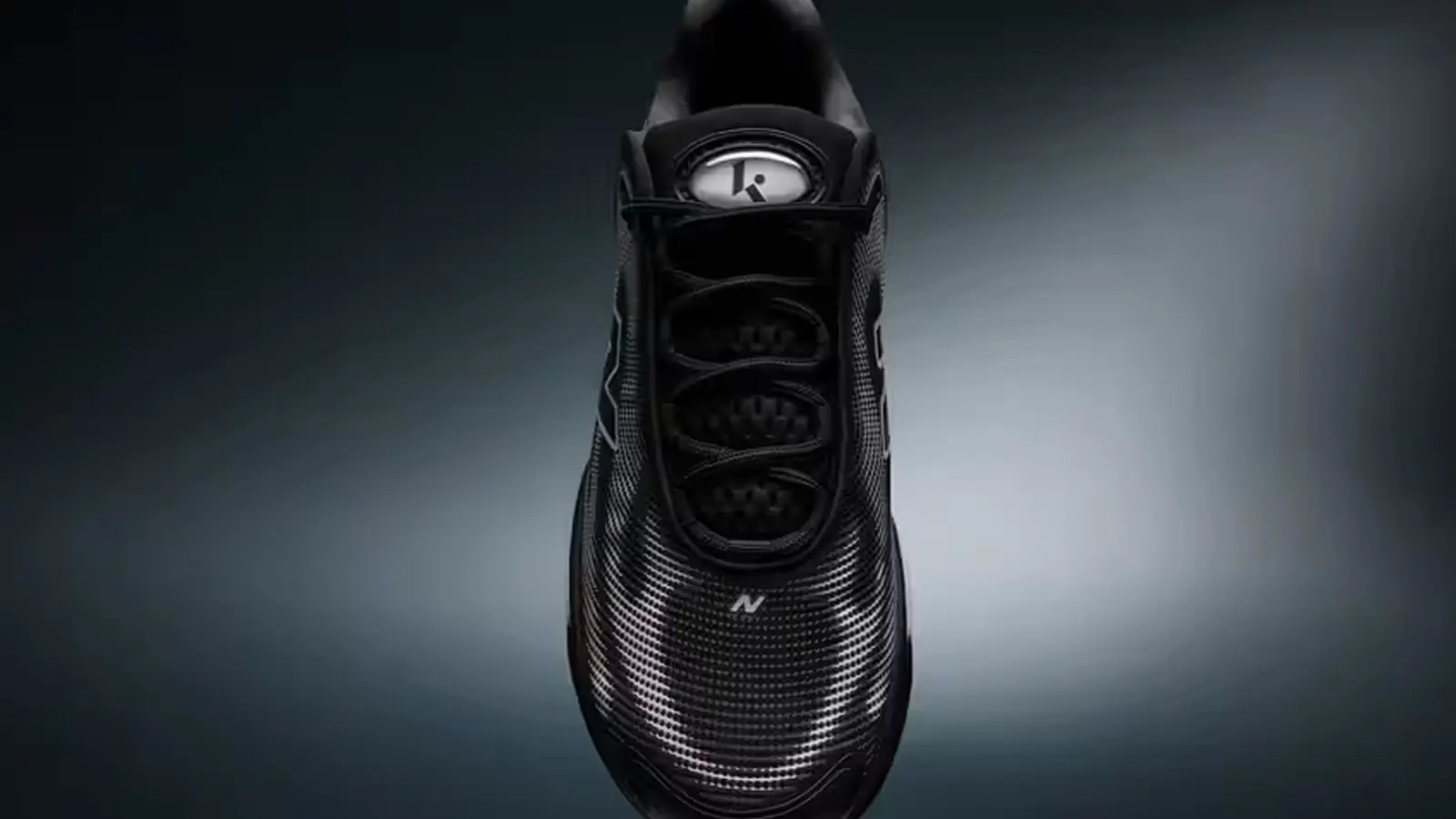 The Klutch Athletics x New Balance Spring 2026 AC Runner in Black/White, featuring topographical graphic overlays and a sculpted Fresh Foam X midsole.