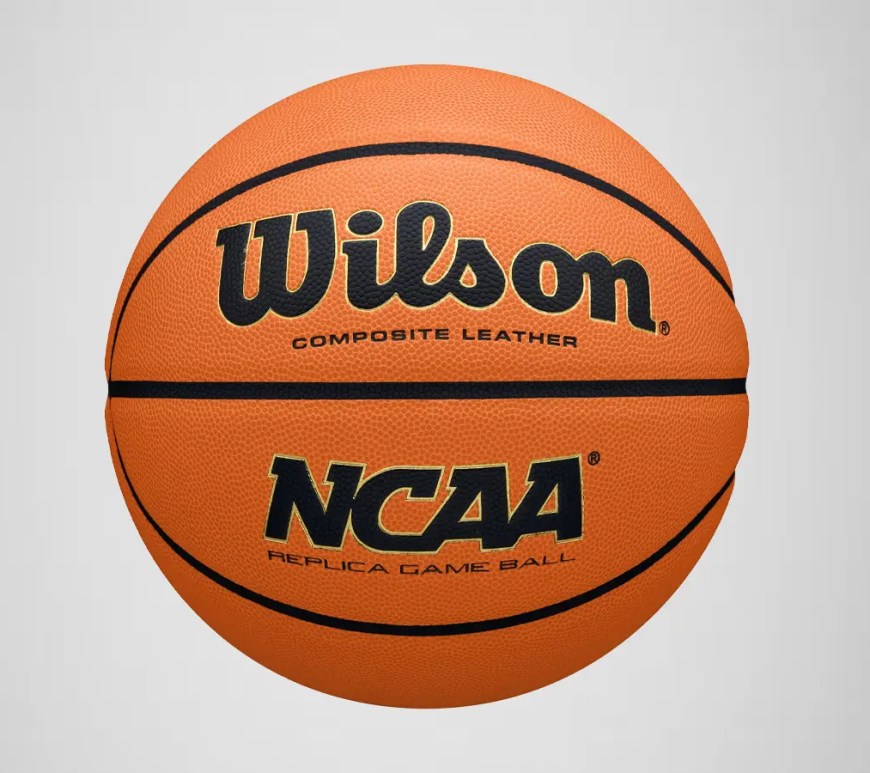 Official 2026 Elite Eight matchup graphic featuring a Wilson basketball and a grey background.