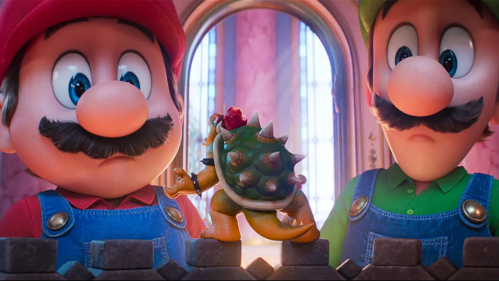 Cinematic wide shot of Mario and Luigi in Super Mario Bros. sequel (2026)