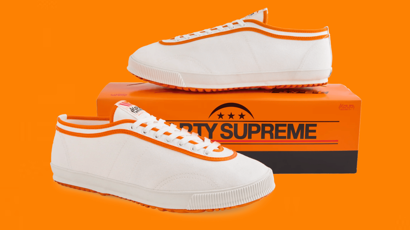 A24 x Koyo Bear 'Sharpman' sneakers in the original white, red, and blue colorway, limited to 1,000 pairs for the film Marty Supreme.