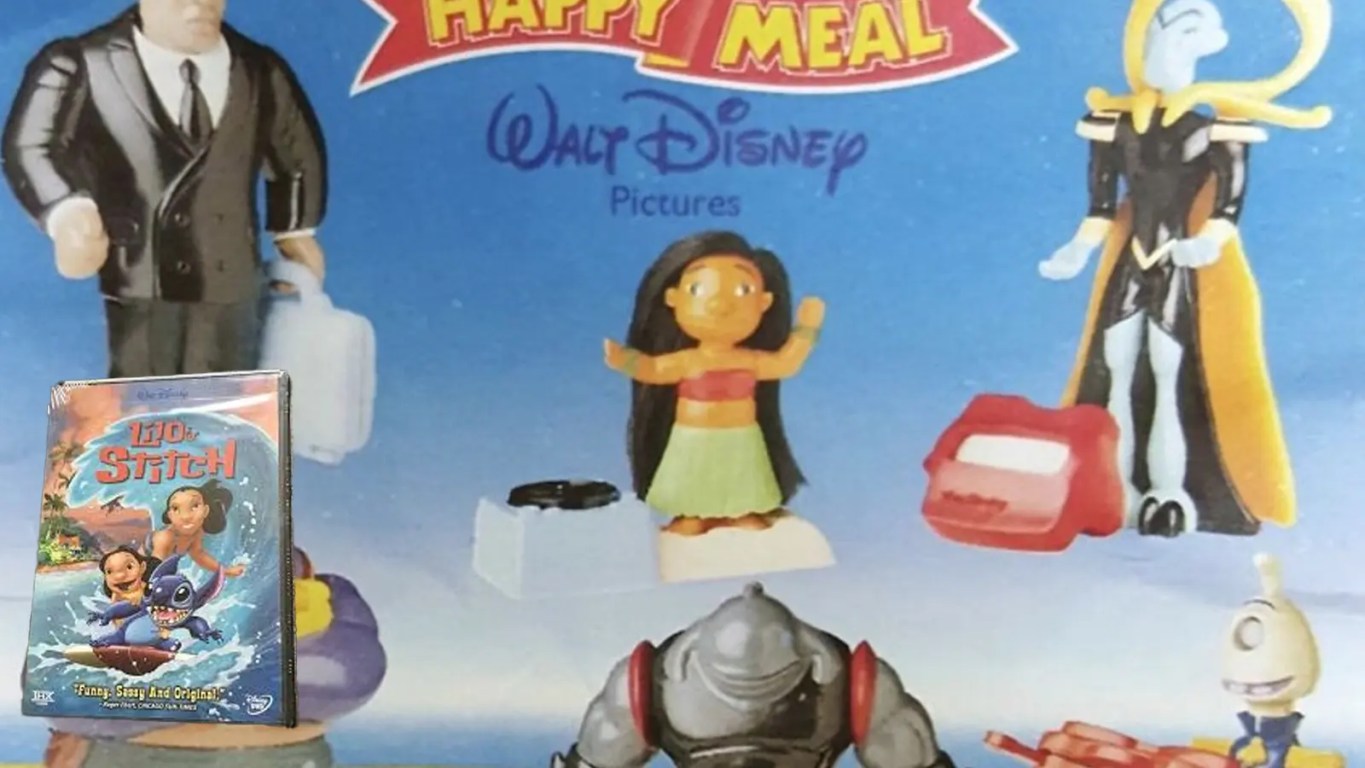 An original 2002 promotional McDonald's campaign for Lilo & Stitch.