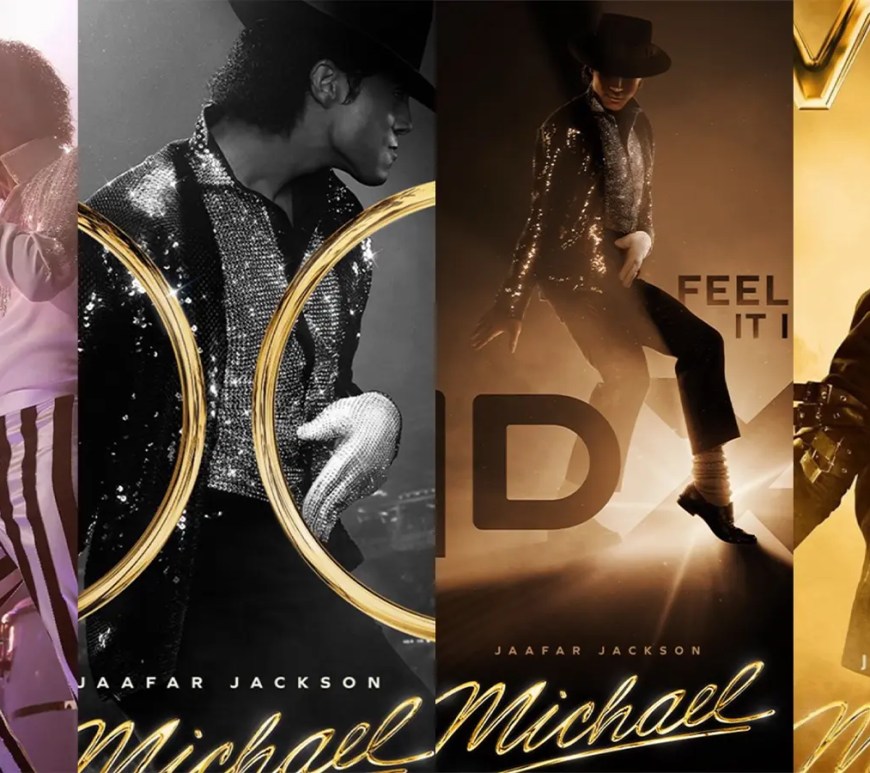 A poster of a massive D-Box film reel for the ‘Michael’ (2026) biopic, showcasing the physical scale of the analog format that provides 18K-equivalent resolution for the stadium concert sequences.