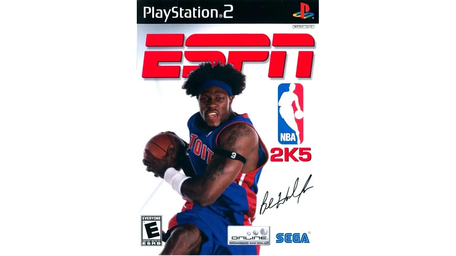 The ESPN NBA 2K5 cover featuring Ben Wallace in the classic Pistons blue jersey.
