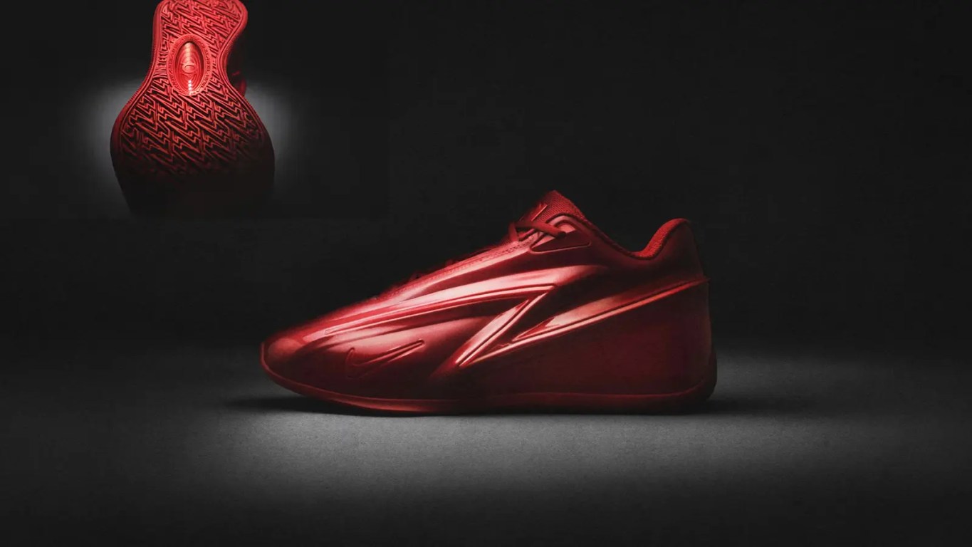 The Nike KD19 in University Red, featuring the prominent TPU Dagger on the lateral side.
