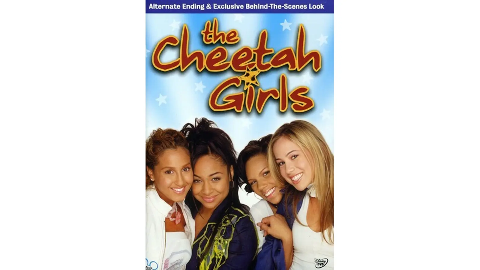 The Cheetah Girls (2003) movie poster featuring Raven-Symoné, Adrienne Bailon, Kiely Williams, and Sabrina Bryan for the dvd covered released in 2003.