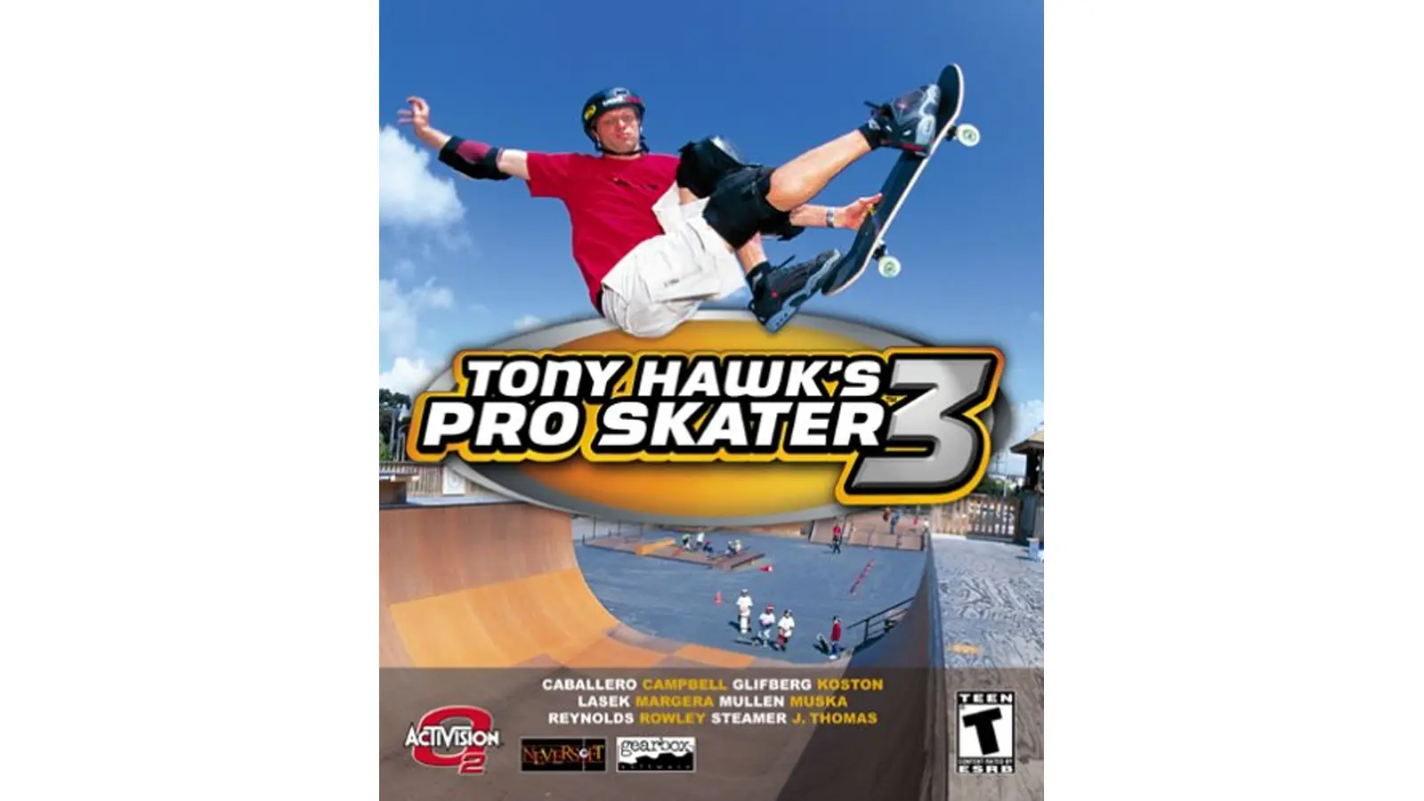 he iconic PS2 blue cover featuring Tony Hawk mid-air. Alt Text: The original 2001 PlayStation 2 cover for Tony Hawk’s Pro Skater 3.