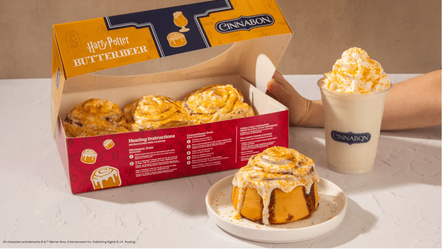 Cinnabon celebrates the 25th anniversary of Harry Potter with a new Butterbeer-flavored Classic Roll and Chillatta