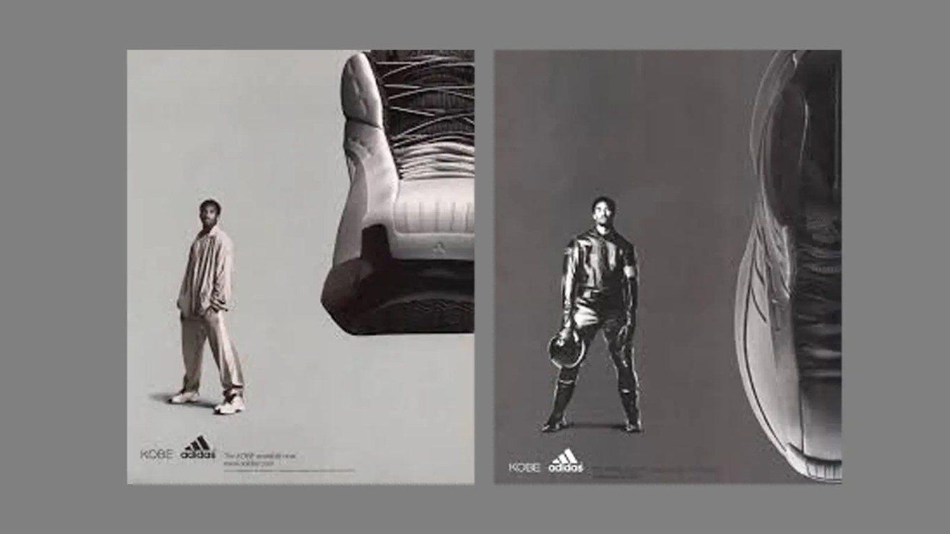 The 2000 Adidas 'The Kobe' in the signature colorways, showing the Audi TT-inspired molded upper