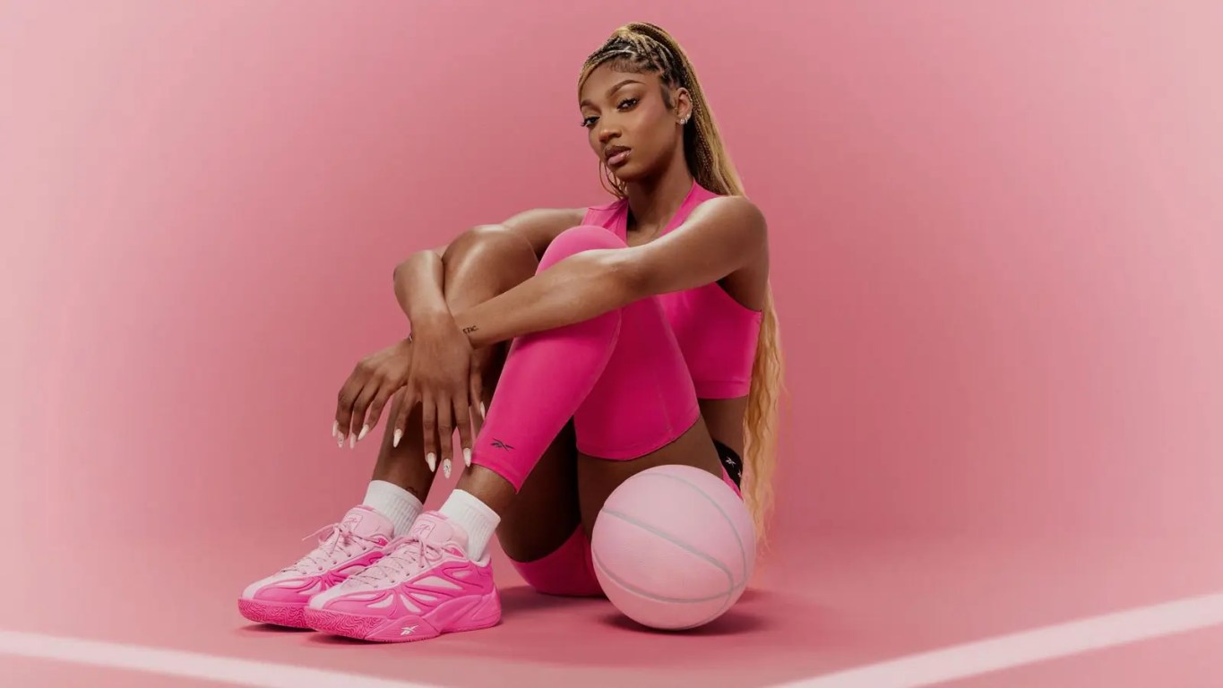 A studio shot of Angel Reese for Reebok