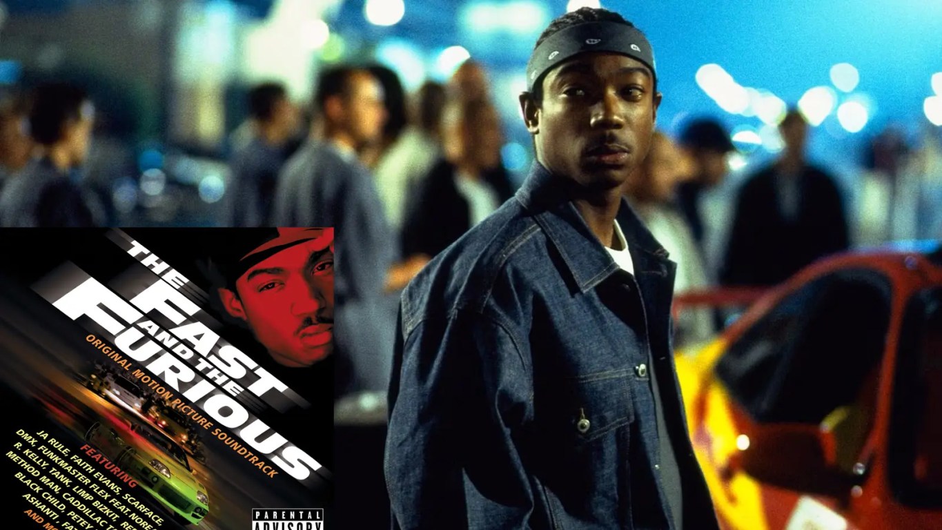 Ja Rule in The Fast & The Furious (2000), alongside an image of the Soundtrack.