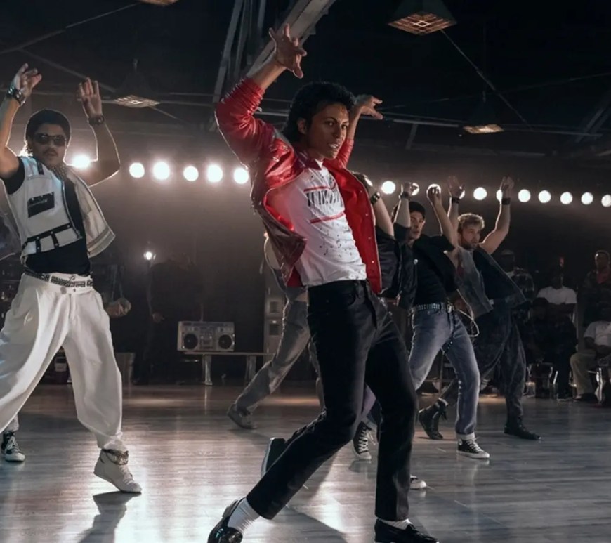 A promotional portrait of Jaafar Jackson for the 2026 Michael biopic, highlighting the actor’s likeness to the King of Pop.