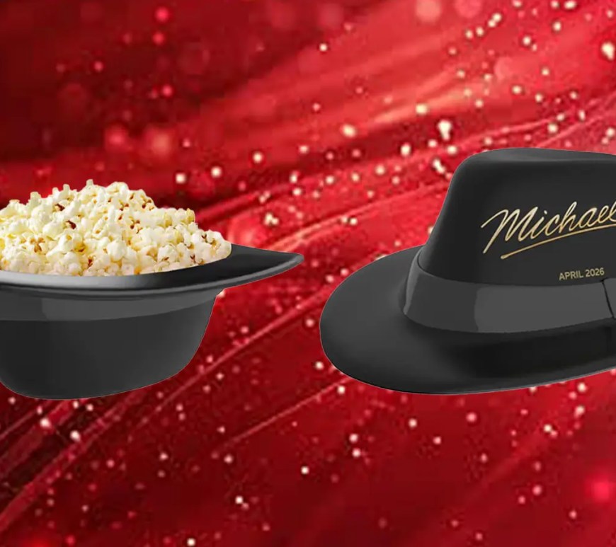 A high-res look at the Michael Jackson fedora bucket, now the most sought-after movie merch of 2026.