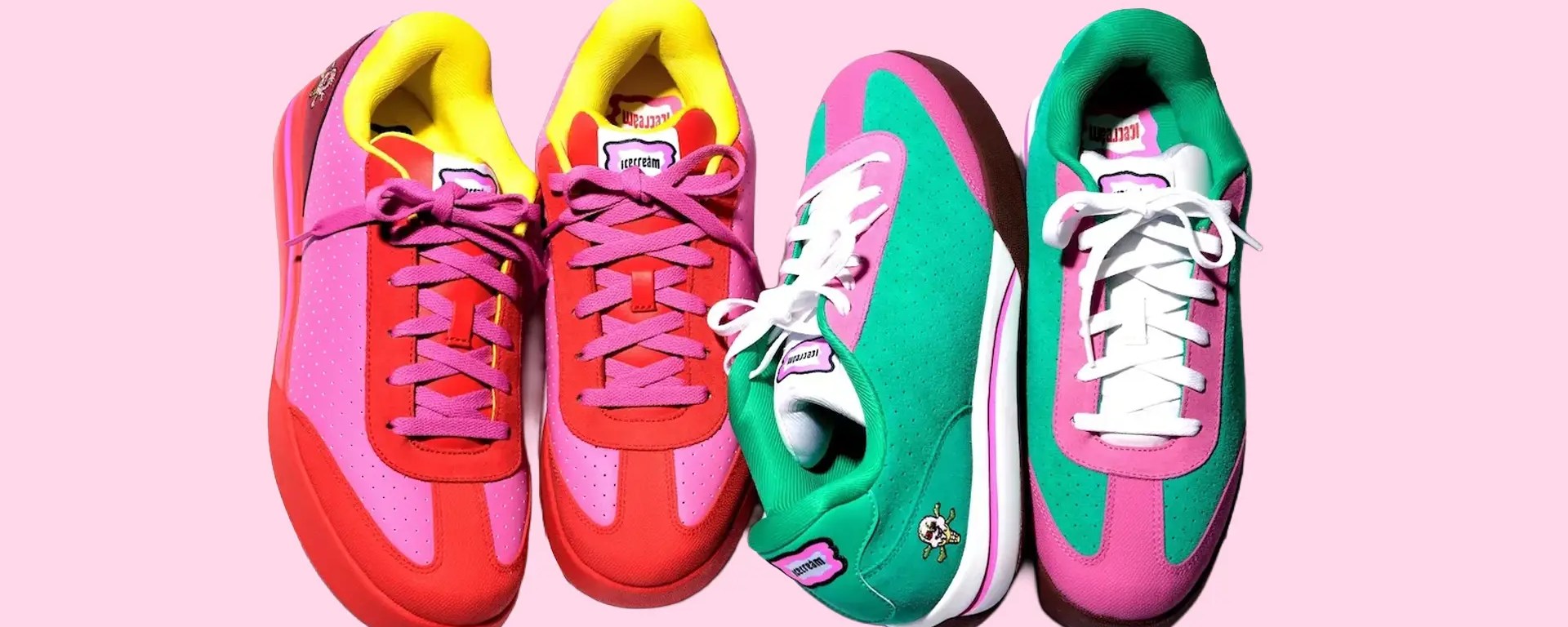 A shot of the reebok x ice cream board flip sneakers being released May 2026.