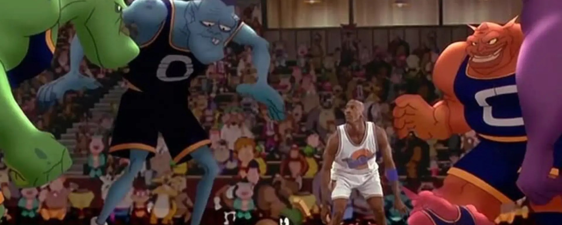 A still of Michael Jordan from the 1996 movie 'Space Jam.'