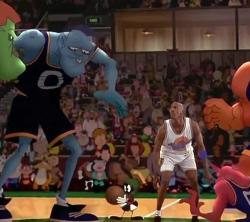 A still of Michael Jordan from the 1996 movie 'Space Jam.'