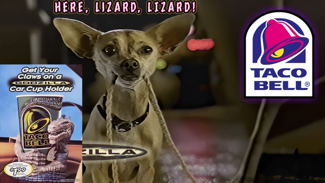 The Taco Bell Chihuahua for the 1998 Taco Bell x Godzilla collaboration.