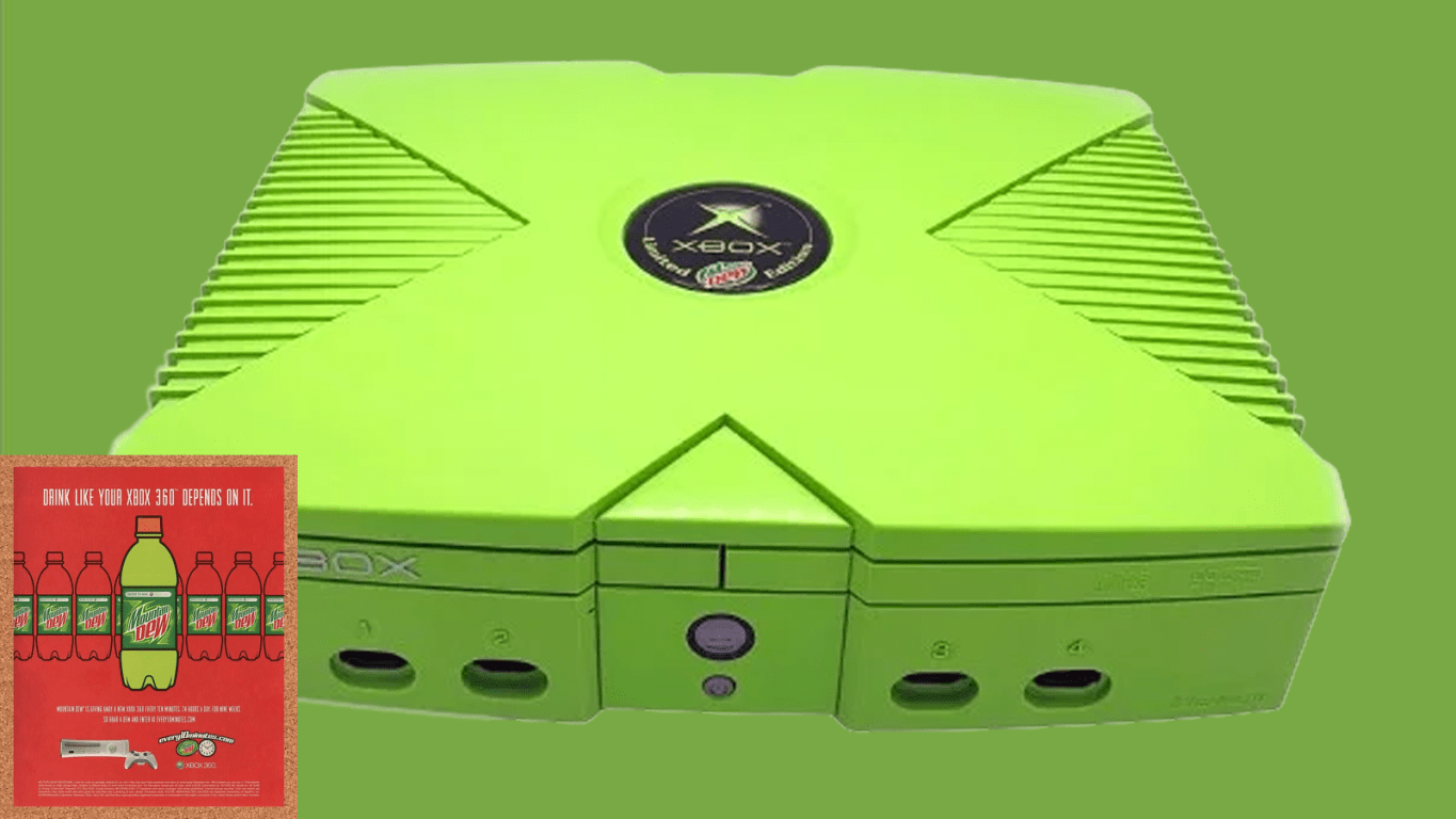 Xbox and Mountain Dew 2004 partnership green xbox