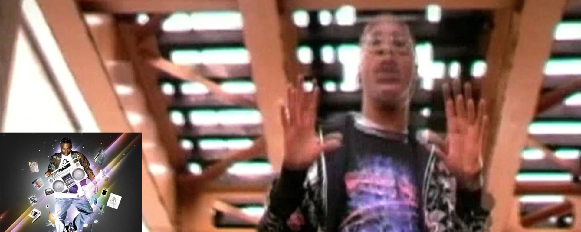 A still of Lupe Fiasco from his 2006 single "Kick, Push" (2006)