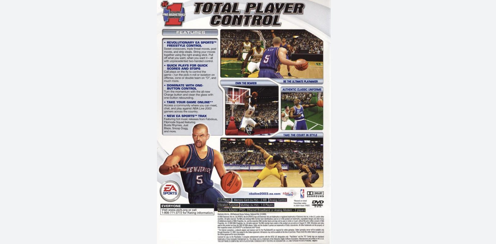 A still from NBA Live 2003 featuring Jason Kidd of the New Jersey Nets.