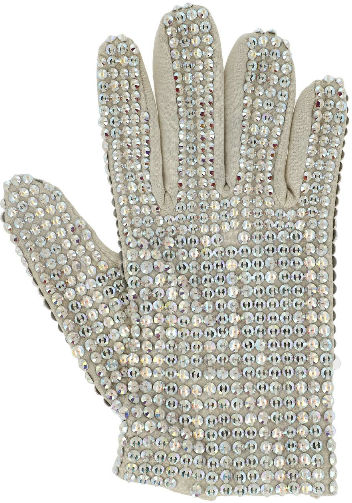 Michael Jackson’s stage-worn Swarovski crystal glove from the 1987-1989 Bad World Tour.