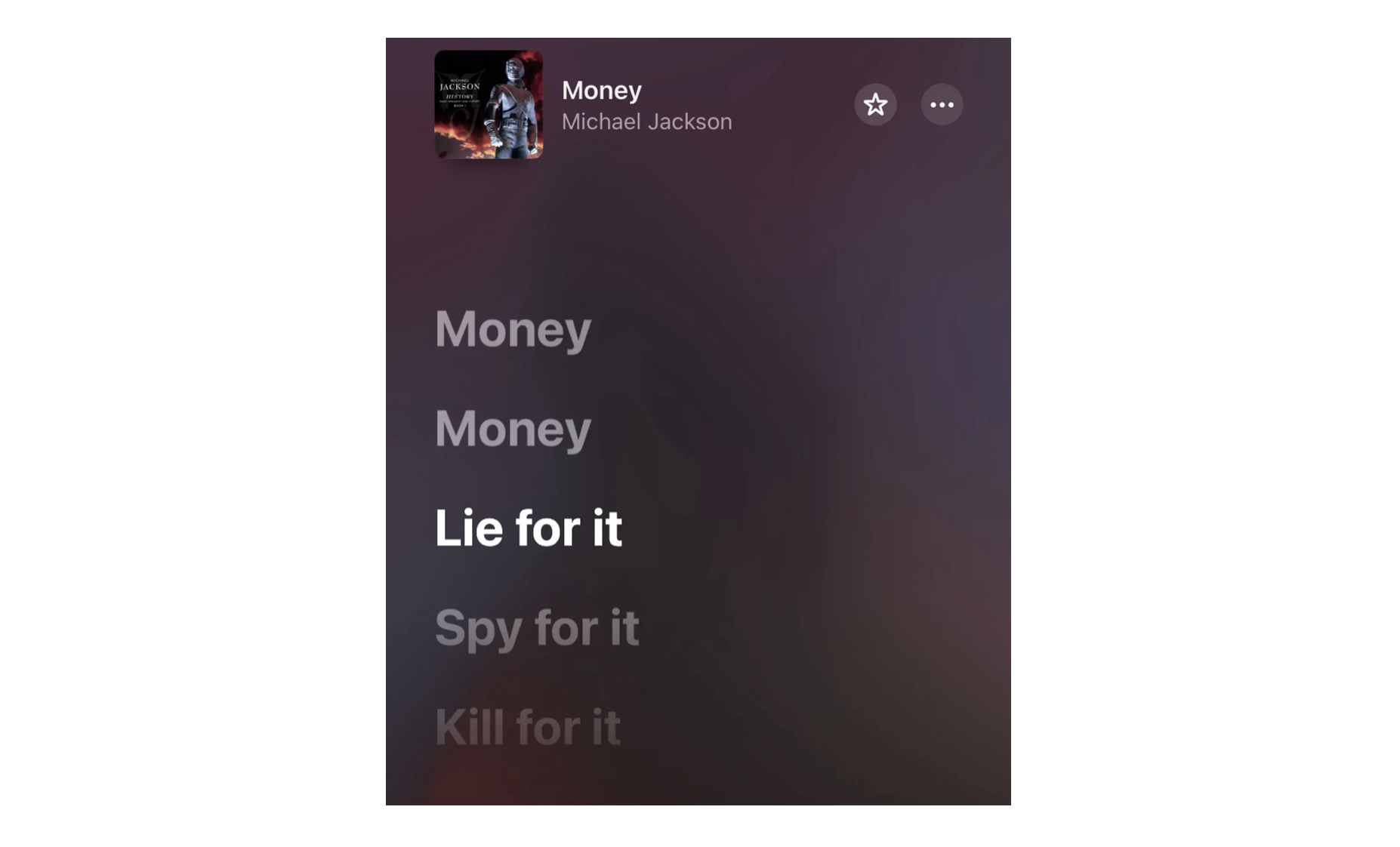 A still showcasing Michael Jackson's 1995 track "Money" from his album "History."