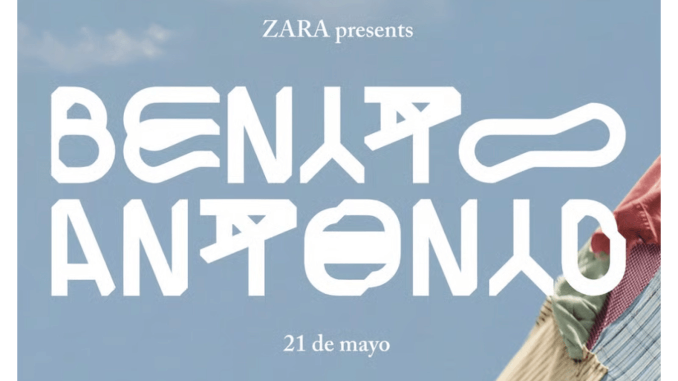 Minimalist fashion campaign poster for the Bad Bunny x Zara clothing collection.