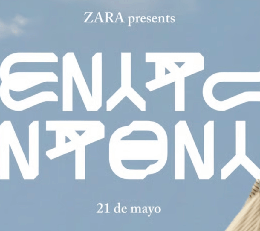 Minimalist fashion campaign poster for the Bad Bunny x Zara clothing collection.