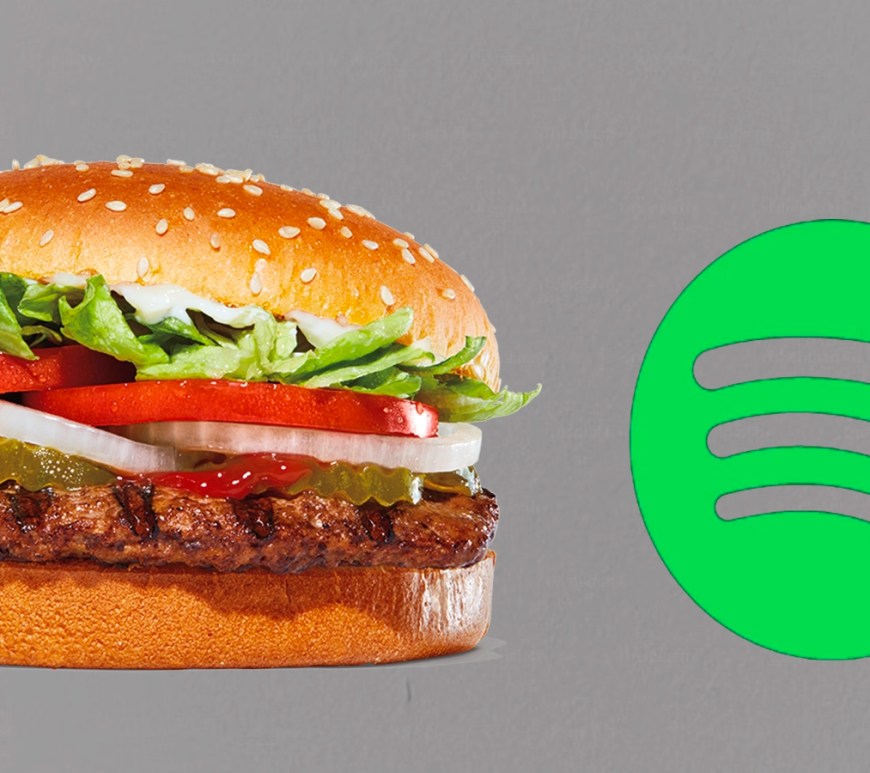 A still of the Burger King whopper and the Spotify logo.