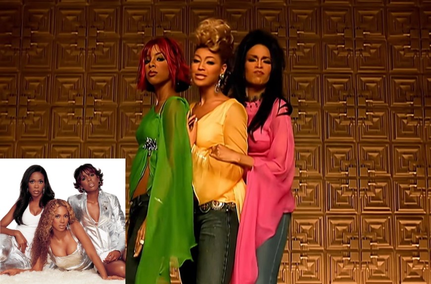 A still of Destiny's Child from their 2002 "Nasty Girl" video