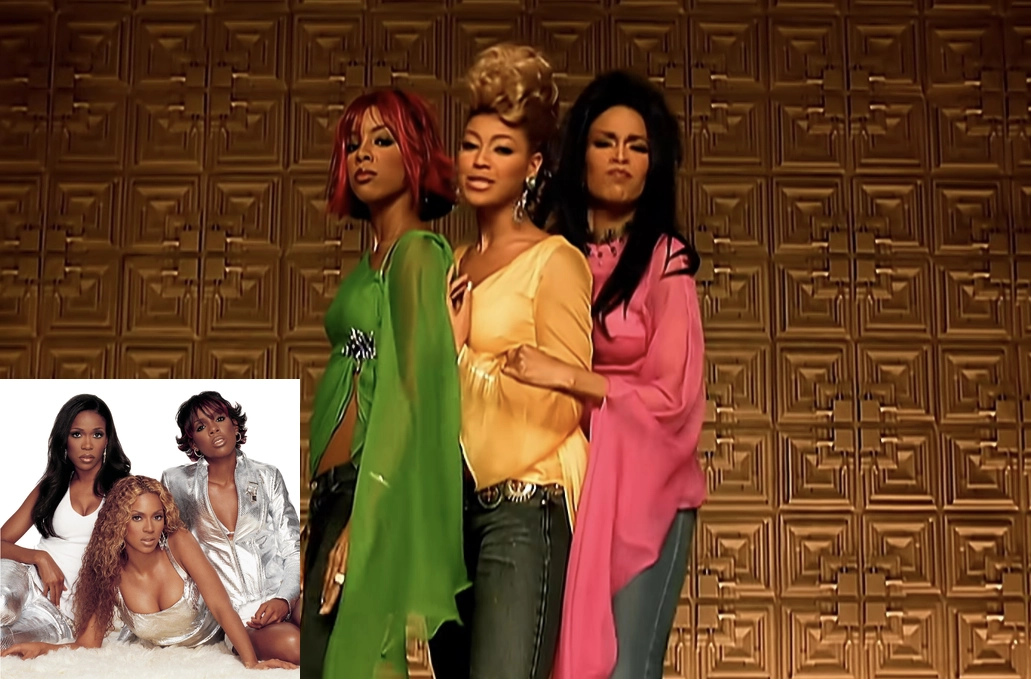 A still of Destiny's Child from their 2002 "Nasty Girl" video